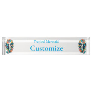 Porte-nom Pour Bureau Fleur tropicale Sirène Thunder_Cove