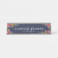Fleurs Boho - Bleu Marine - Monogramme