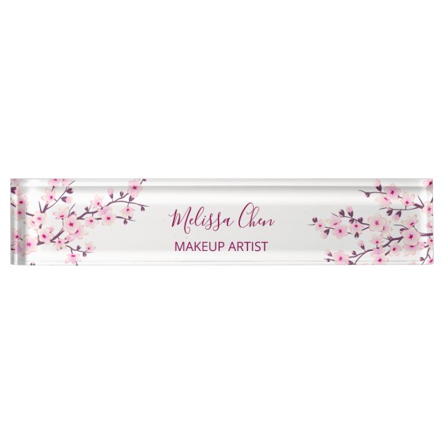 Porte-nom Pour Bureau Fleurs de cerisier (Devant)
