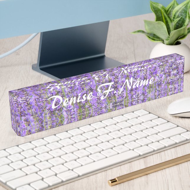 Porte-nom Pour Bureau Fleurs de Lavande Violette Personnalisées