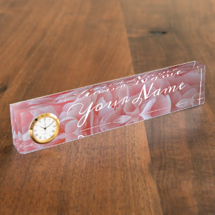 Porte-nom Pour Bureau Fleurs de velours rose Mallow