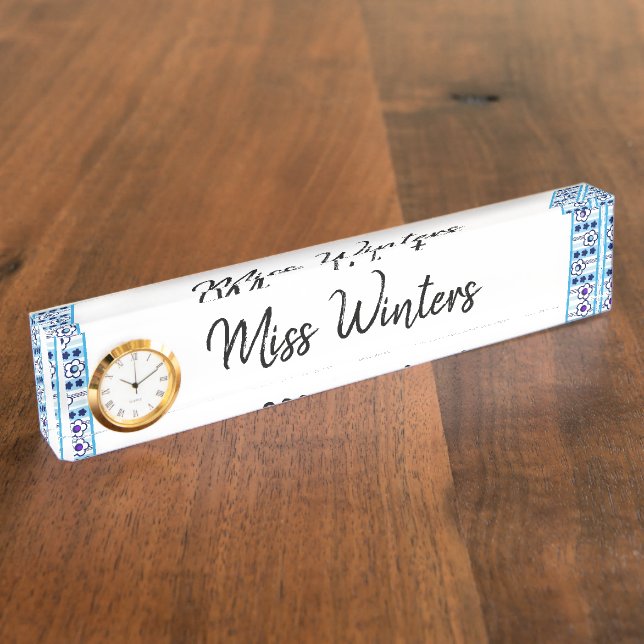 Porte-nom Pour Bureau Fleurs d'hiver (Taille)