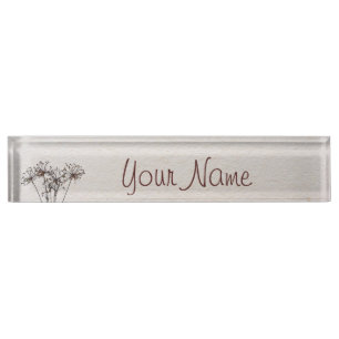 Porte-nom Pour Bureau Fleurs sèches par aquarelle
