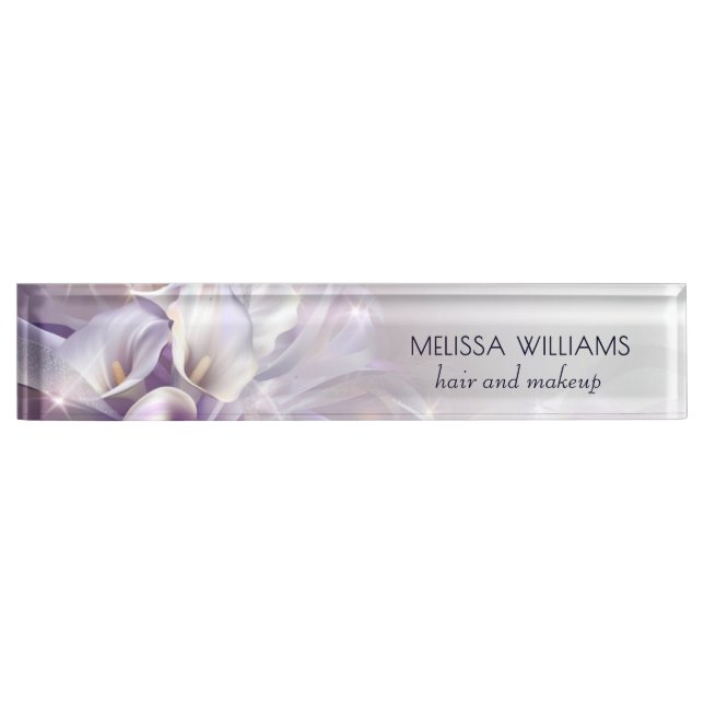 Porte-nom Pour Bureau Fleurs Violettes Luxe (Devant)