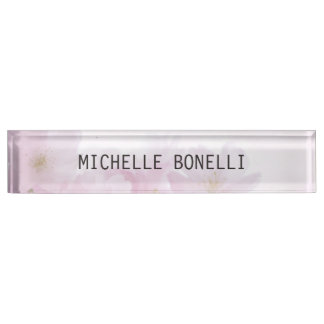 Porte-nom Pour Bureau Floral Feminine Professionnel Plat Lisible Moderne
