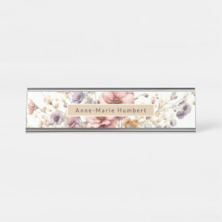 Porte-nom Pour Bureau Floral moderne rose girly élégant élégant