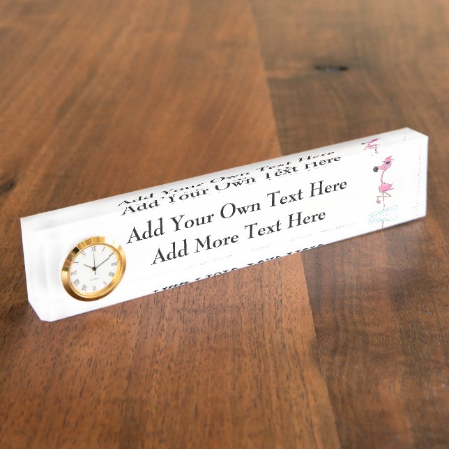 Porte-nom Pour Bureau Floride thème Flamant rose rose (Taille)