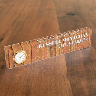 Porte-nom Pour Bureau Fond en bois pour bureau