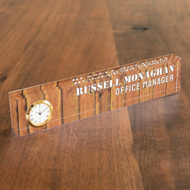 Porte-nom Pour Bureau Fond en bois pour bureau (Taille)