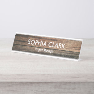 Porte-nom Pour Bureau Forêt de bois Boho Country Woods Texture personna