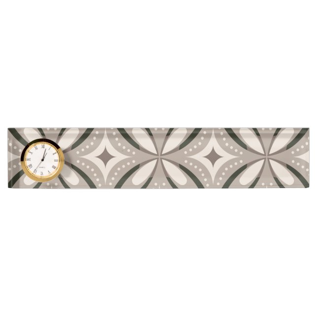 Porte-nom Pour Bureau Formes circulaires rétro beige et marron (Devant)