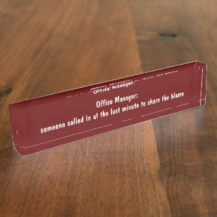 Porte-nom Pour Bureau Funny Office Manager