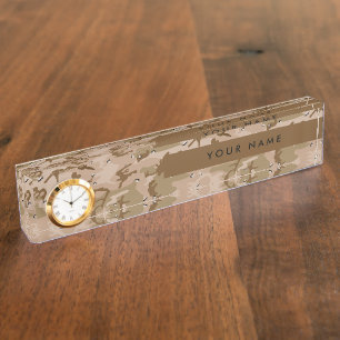 Porte-nom Pour Bureau Galets de camouflage du désert, Votre nom, Personn