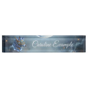 Porte-nom Pour Bureau Gardien au clair de lune du Voile de Saphir.