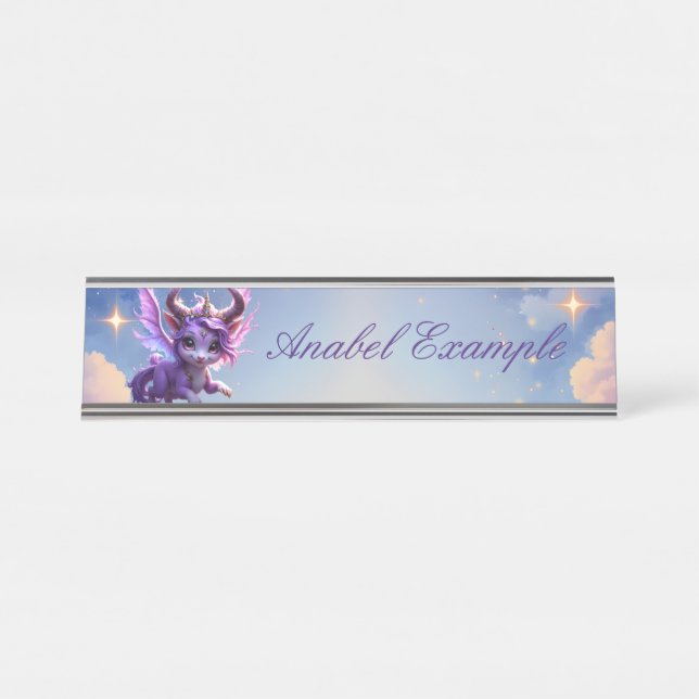 Porte-nom Pour Bureau Gardien du Royaume Clair de Lune – Rêveuse Violett (Devant)