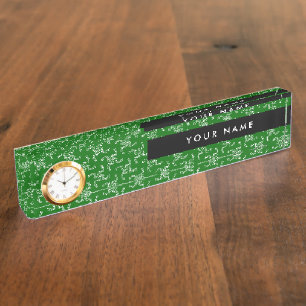 Porte-nom Pour Bureau Garland de Noël, Vert, Votre nom, Personnaliser