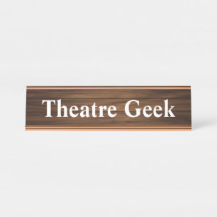 Porte-nom Pour Bureau Geek de théâtre Cool Retro Citation Bois Grain