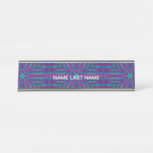 Porte-nom Pour Bureau Géométrie rouge étoile et bleu
