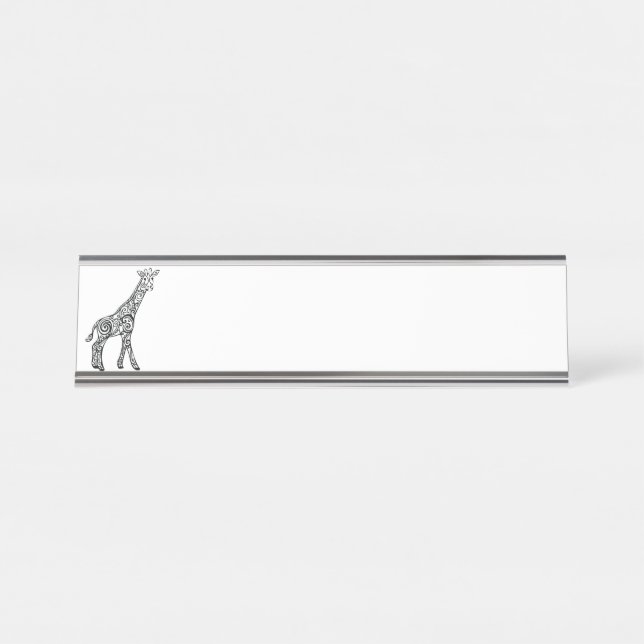Porte-nom Pour Bureau Girafe tribale (Devant)