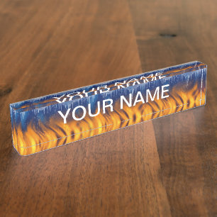 Porte-nom Pour Bureau Glace et flamme