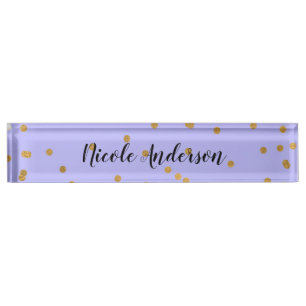 Porte-nom Pour Bureau Glam Moderne Noir & Or Rayure Coup de Pinceau Chic