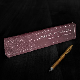 Porte-nom Pour Bureau Glimmery Wine Grunge Sangria Bordeaux Damask