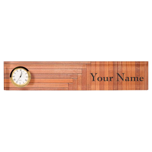 Porte-nom Pour Bureau Glossy orange naturel wooden planks (Devant)