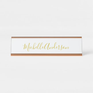 Porte-nom Pour Bureau Gold Color Modern Minimaliste Nom d'écriture manus