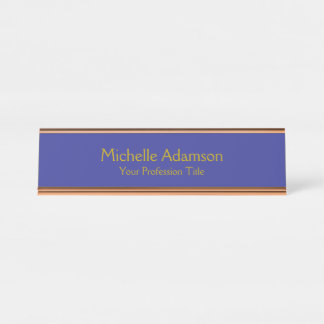 Porte-nom Pour Bureau Gold & Deep Blue Color Professionnel Plat moderne