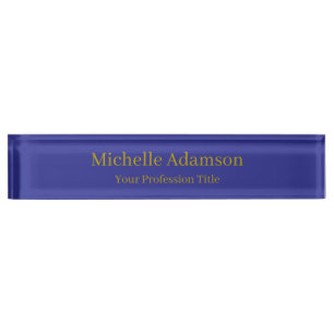 Porte-nom Pour Bureau Gold & Deep Blue Color Professionnel Plat moderne