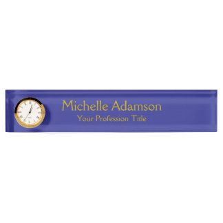 Porte-nom Pour Bureau Gold & Deep Blue Color Professionnel Plat moderne