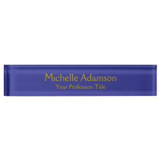 Porte-nom Pour Bureau Gold & Deep Blue Color Professionnel Plat moderne