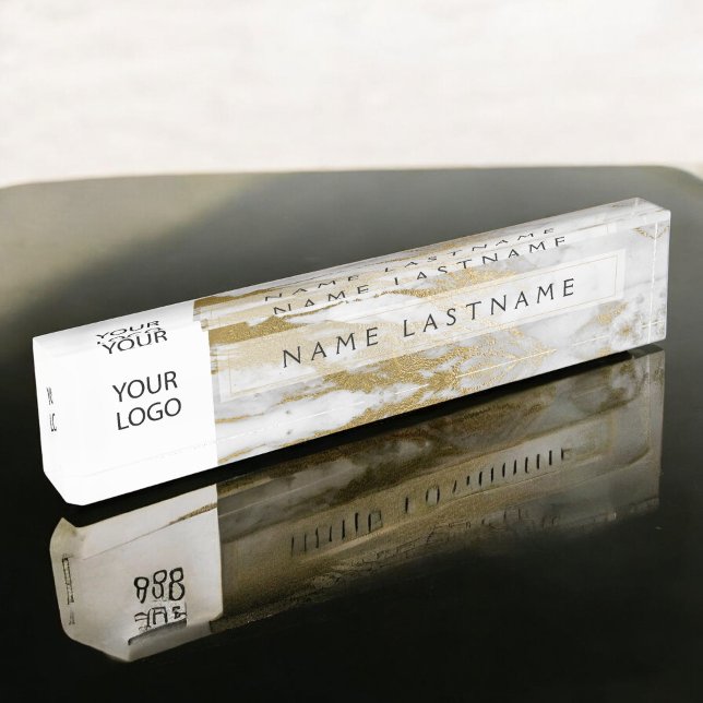 Porte-nom Pour Bureau Gold et Marbre blanc Professional Modern (Créateur téléchargé)