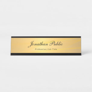 Porte-nom Pour Bureau Gold Modern Calligraphy Nom du texte Modèle Élé