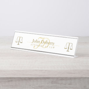 Porte-nom Pour Bureau Golden ATTORNEY À LA LOI Panneau de la porte init