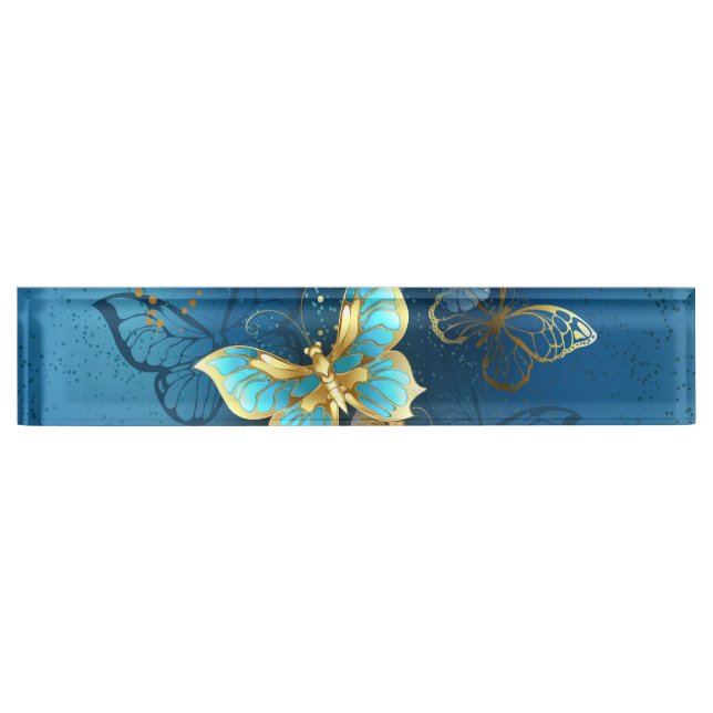Porte-nom Pour Bureau Golden butterflies (Devant)
