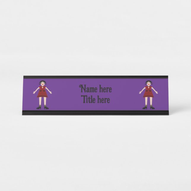 Porte-nom Pour Bureau Gothique Halloween Vampire Lady Custom (Devant)