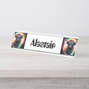 Porte-nom Pour Bureau Grace Ghoost : Vache Holographique Spectrale,