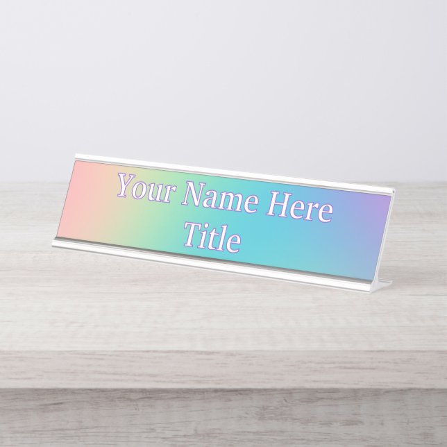 Porte-nom Pour Bureau Gradient arc-en-ciel magnifique (Devant)
