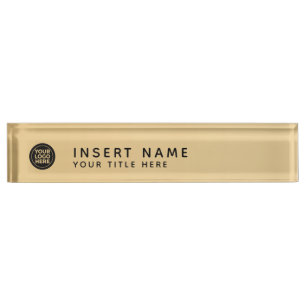 Porte-nom Pour Bureau Gradient d'or de logo de Custom Your Company
