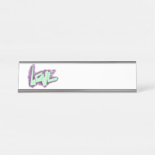Porte-nom Pour Bureau graffiti d'amour violet vert menthe typographie po