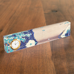 Porte-nom Pour Bureau Grande vague au large de Kanagawa japonais Vintage