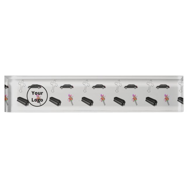 Porte-nom Pour Bureau Gray funeral business pattern (Devant)