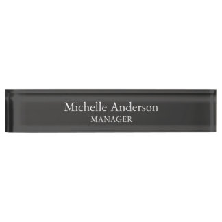 Porte-nom Pour Bureau Gray Professional Manager Moderne Plain