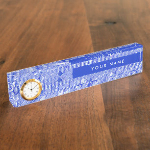 Porte-nom Pour Bureau Grec Meander Carré Motif