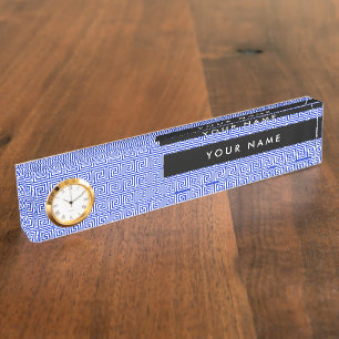 Porte-nom Pour Bureau Grec Meander Carré Motif