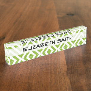 Porte-nom Pour Bureau Green Zigzag, Green Chevron, Zigzag Motif
