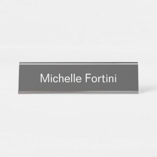 Porte-nom Pour Bureau Grey White Minimalist Plain Modern