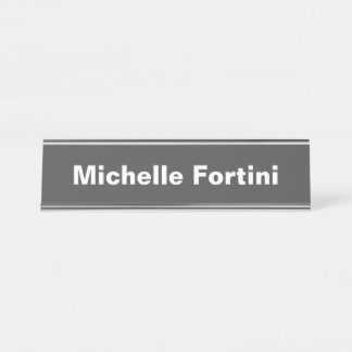Porte-nom Pour Bureau Gris blanc minimaliste Plain moderne