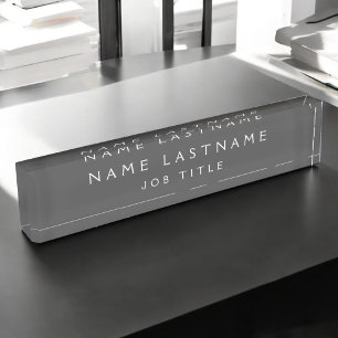 Porte-nom Pour Bureau Gris Blanc Moderne Élégant Classe Professionnelle